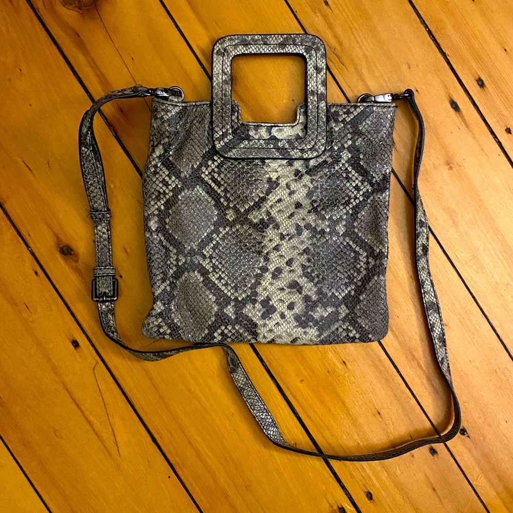 TMRW snakeskin crossbody bag with removable strap